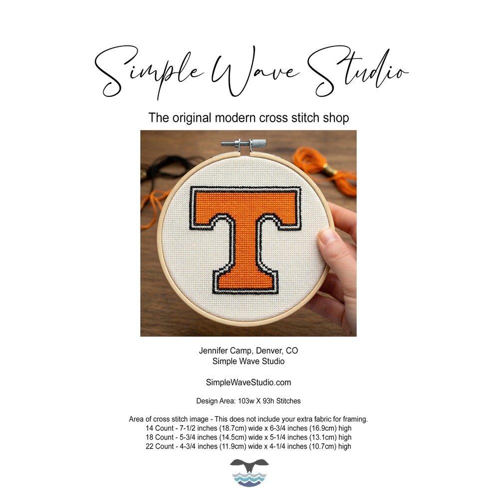 Tennessee Football Counted‎ Cross Stitch Pattern Chart